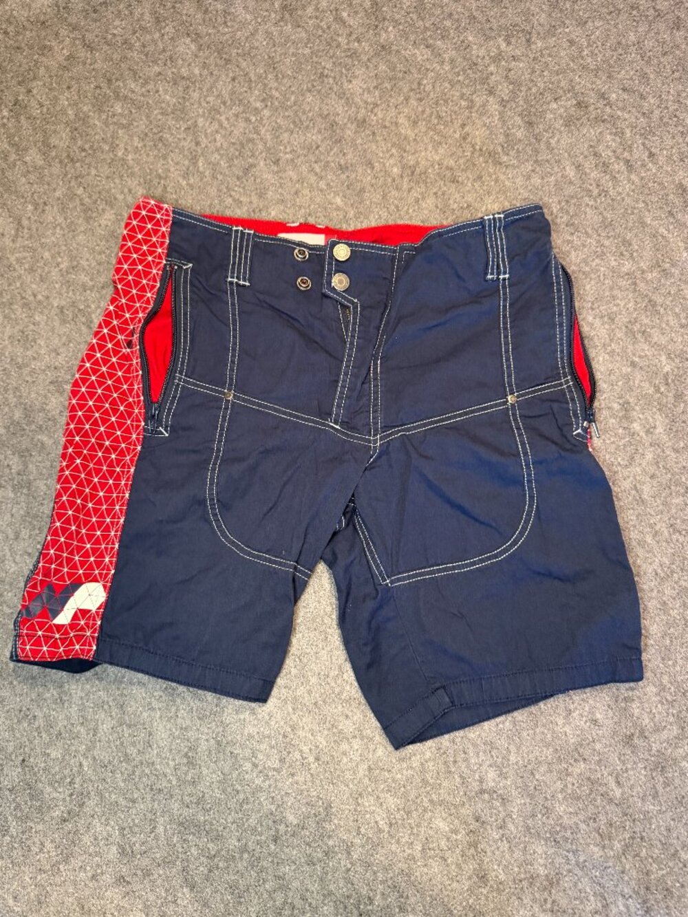 Nasty Pig Men's Vintage Navy Red Utility Zip Shorts Size 30